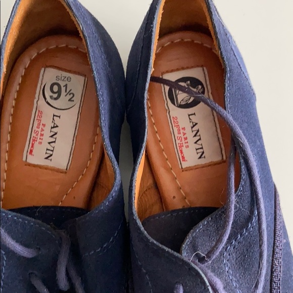 Lanvin Blue Suede Brogue Oxford Shoes Size 9.5 - Picture 5 of 8